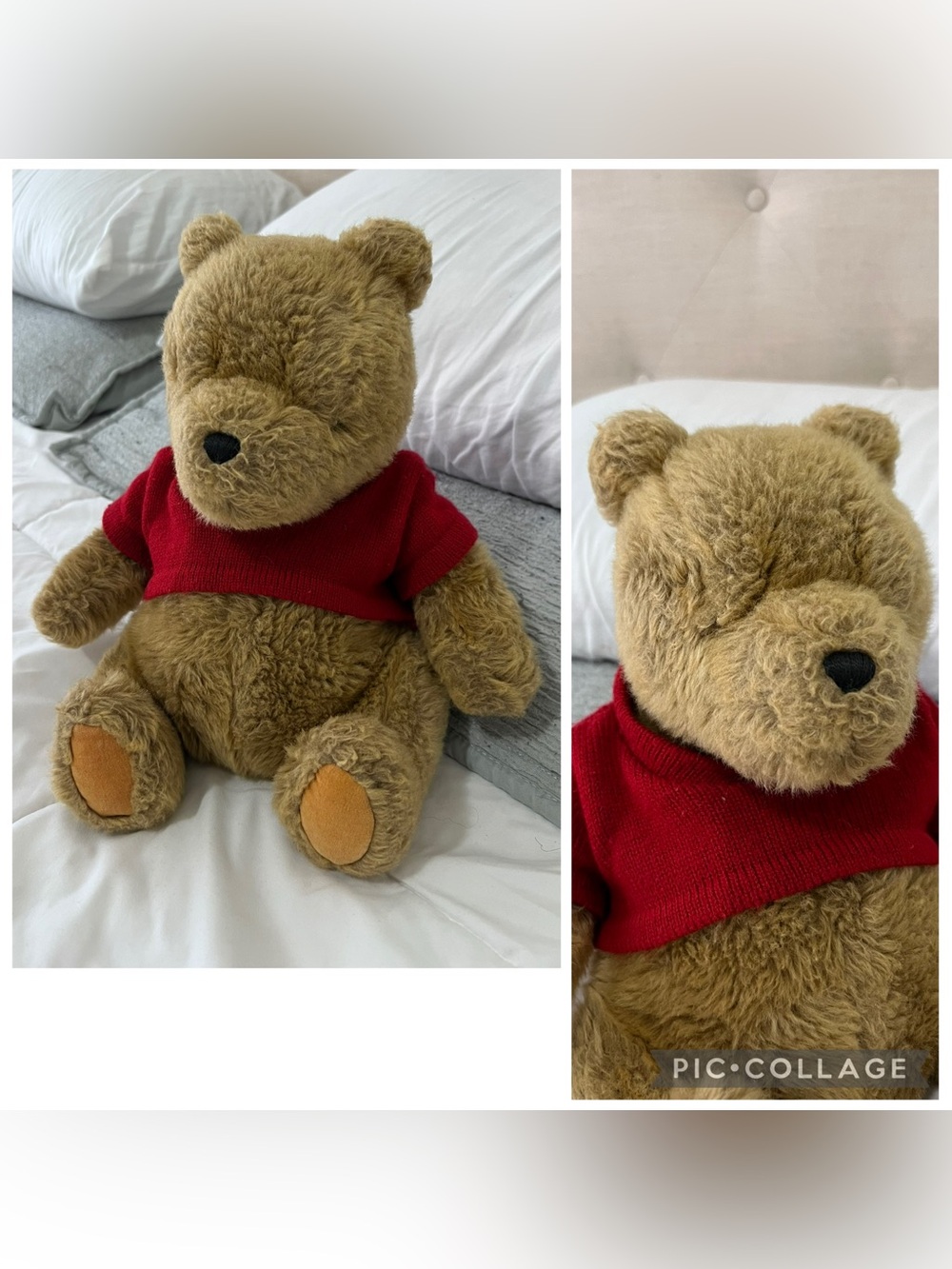 Vintage Gund Disney Classic Pooh Winnie the Pooh Bear with red sweater